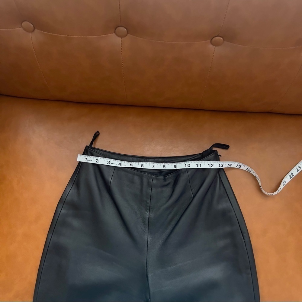 Hugo Buscati High Waisted Straight Black Genuine Leather Pants Size 4 - Picture 4 of 13